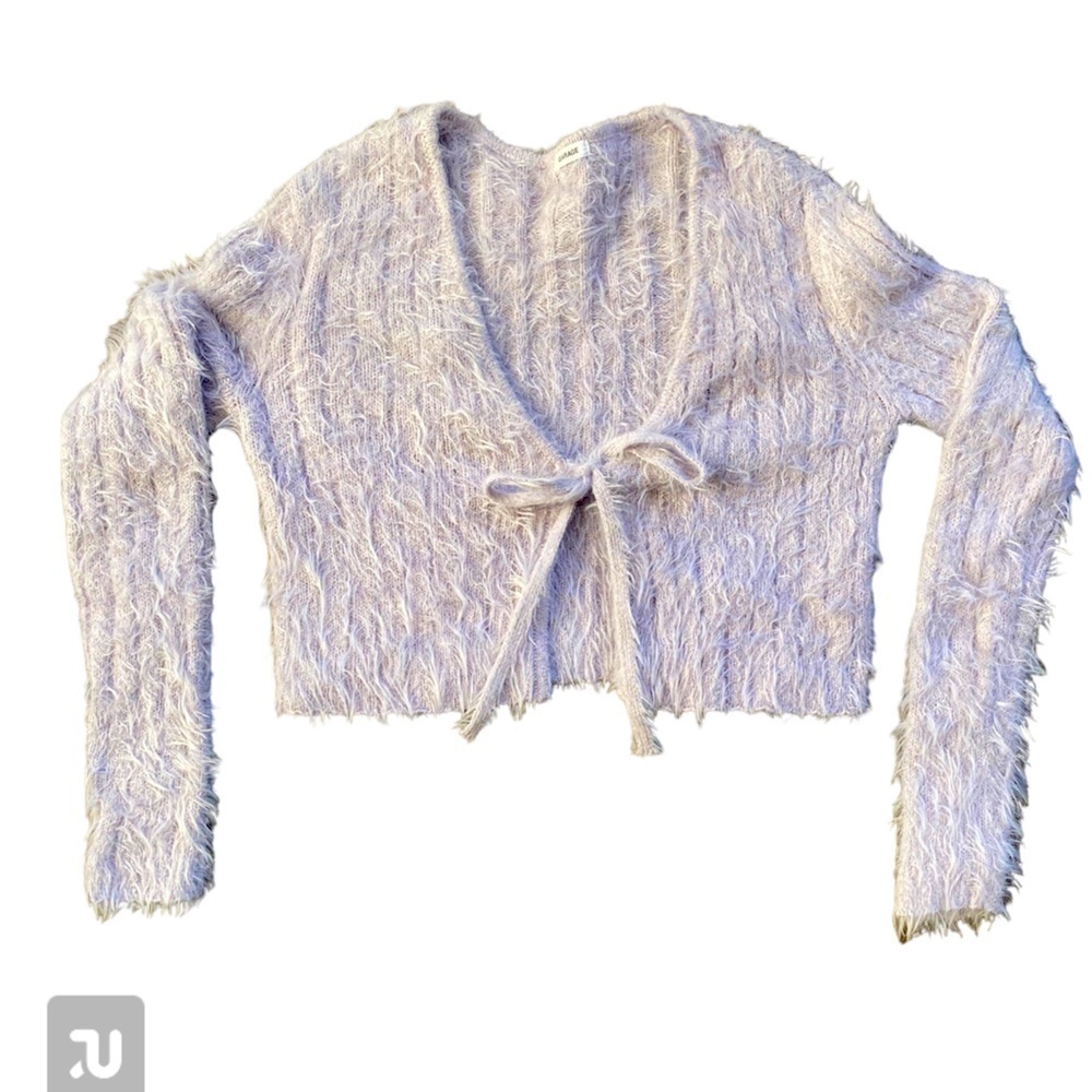GARAGE Lavender Fluffy Cropped Cardigan XS